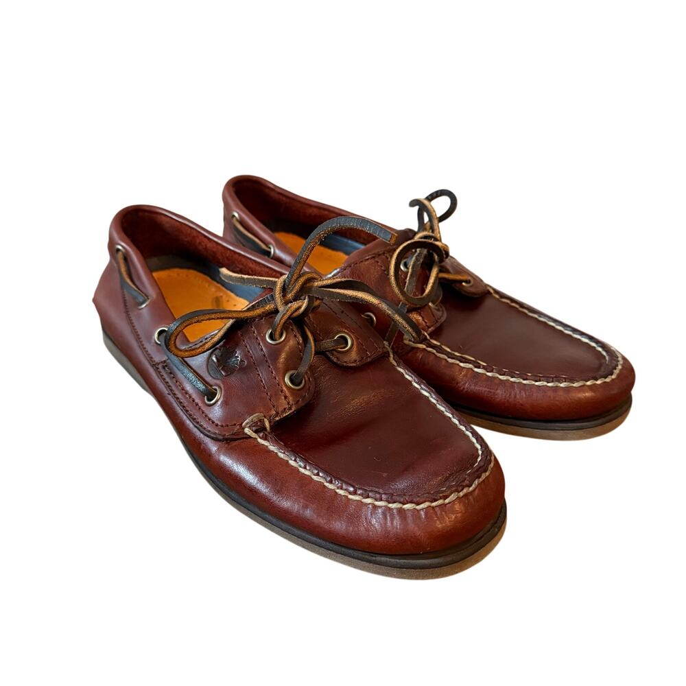 Timberland Classic 2 Eye Brown Lether Lace Up Boat Shoe 25077 Men's Sz 8